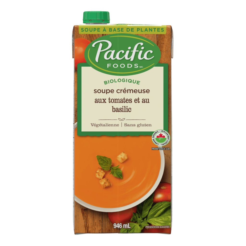 Soupe crémeuse aux tomates et au basilic biologique