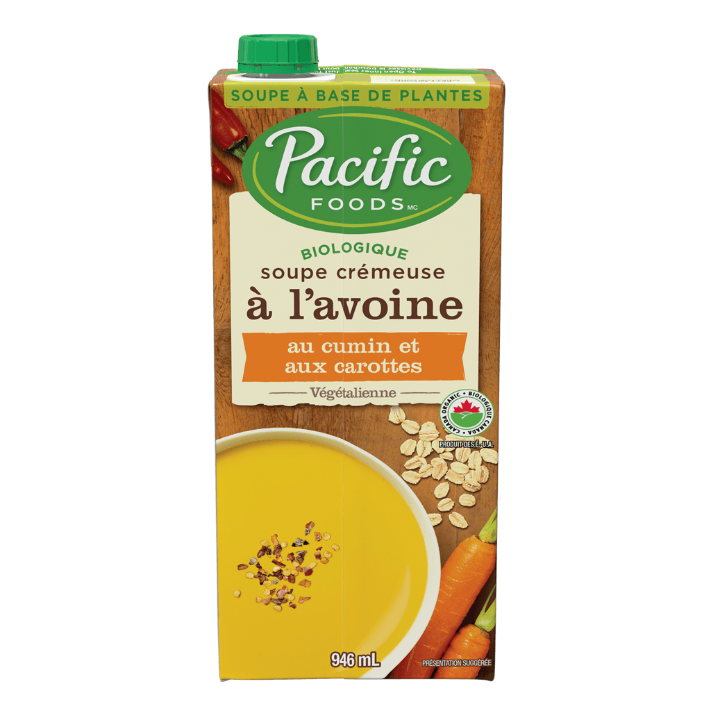 Soupe crémeuse biologique à l’avoine au cumin et aux carottes