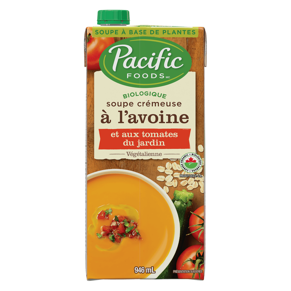 Soupe crémeuse biologique à l’avoine et aux tomates du jardin